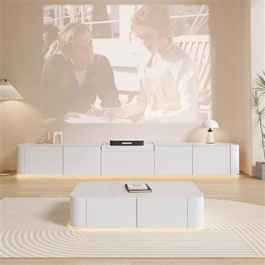 Біла лазерна тумба для телевізора